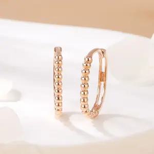 갤러리아 [비앤비골드] 18K 슬림 볼볼 타원 커브드 원터치 링 귀걸이 한쌍 MNE