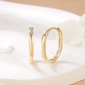 갤러리아 [비앤비골드] 18K 슬림 타원 커브드 원터치 링 귀걸이 한쌍 MNE42503