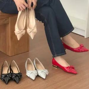 |CCS7F1D|여성용 리본 장식 봄가을 플랫 슈즈