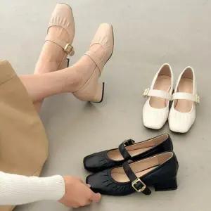 |CCS7F1E|여성 사계절 스퀘어토 스트랩 메리제인 신발