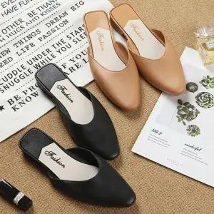 데일리 레더 플랫 통굽 뮬 블로퍼 BLP06