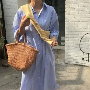 롱 편한 원피스 2컬러 스트라이프 루즈핏 셔츠 롱남방