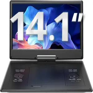 YOTON 16.9인치 휴대용 DVD 플레이어 차량용 14.1인치 HD 스위블 화면 배터리 사용 시 4~6시간 재생 스마트