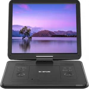 15.6인치 대형 HD 화면 6시간 충전식 배터리 USB/SD 카드 지원 /TV 및 다중 디스크 포맷 동기화 대용량