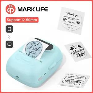 Marklife P50 미니 라벨 프린터 지원 250mm 휴대용 자체 접착 열전사 블루투스 스티커 기계