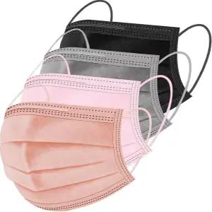 ZIYE 100개/500개 일회용 마스크 통기성 3겹 코 클립이 있는 신축성 이어루프 멀티컬러/블랙