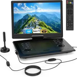 17.9인치 휴대용 TV /DVD 플레이어 콤보 15.6인치 대형 HD 스위블 화면 디지털 ATSC 튜너 내장 배터리 HDMI