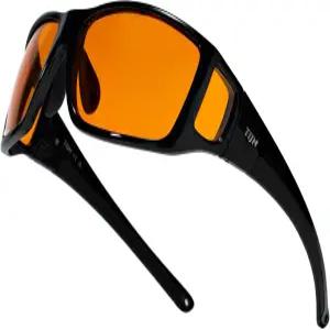 TIJN 소니아 레드 슬립 글래스 오렌지 렌즈 블루 그린 빛 차단 듀얼 AR 코팅 게임 화면용 랩어라운드