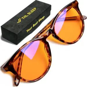 더 나은 수면을 위한 오렌지 블루 라이트 차단 안경 - 여성 및 남성용 99.5 프리미엄 아세테이트 편두통