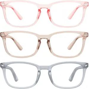 MEETSUN 3팩 블루 라이트 차단 안경 안구 피로 방지 두통 수면 개선 컴퓨터 UV400 렌즈 커피 핑크 그레이