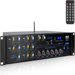 파일 랙마운트 블루투스 전력 증폭기 - 4200W 최대 6채널 오디오 수신기 믹서 포함 멀티채널 스위칭 노래방