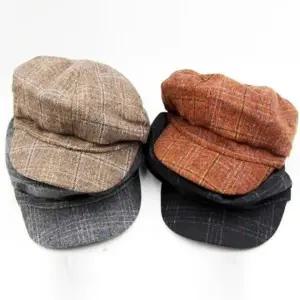 여성 여자 캡모자 체크패턴찐빵캡 야구모자 따듯한방한모자 여자 겨울 버킷햇 모자 여성 방한 패딩 방울