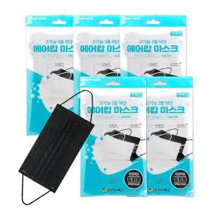 에어캅 일회용 마스크 5매입 x 10개 성인용 블랙 덴탈 입체 편한 쿨마스크 국산 여름