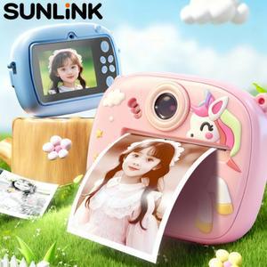 토이 카메라 1pc 어린이용 폴라로이드 HD 디지털 즉석 포토 프린터 유니콘 미니 게임 콘솔 음악 플레이어