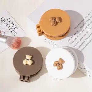 휴대용 미니 손거울 빗 접이식 헤어 빗 원형 스타일링 도구