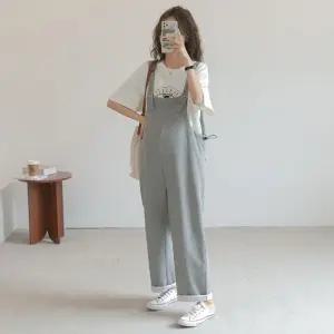 임산부 캐주얼 멜빵 바지 와이드 팬츠 편안한 임부복 루즈핏 데일리 오버 헐렁한 여성 임부용 한복 스타일