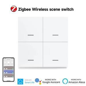 Tuy ZigBee 스마트 장면 스위치 4 버튼 홈 어시스턴트 갱 PP 제어 음성