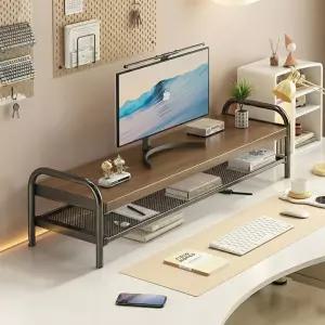 철재 라운드 슬라이딩 서랍 원목 받침대 2단 47cm컴퓨터모니터 와이드 대형 높이조절 선반형 형모니터 슬라