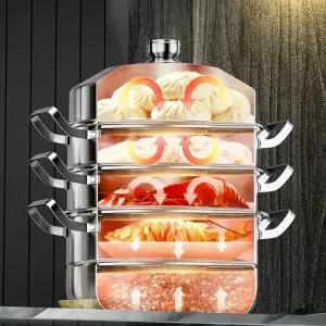 4단 찜솥 대형 스텐 찜 30cm 초두꺼운 인덕션 찜기 업그레이드 냄비 40cm