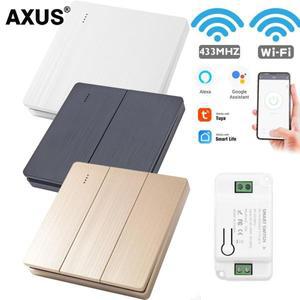 XUS Tuy 벽 스마트 WiFi 푸시 버튼 스위치 RF 433Mhz 전등 무선 원격 컨트롤러 릴레이 모듈 Google 홈 lex
