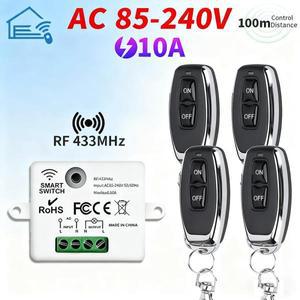 110V 220V 10 미니어처 자기 제어 릴레이, 가정용 램프, 팬, LED TV RF433 무선 리모컨 벽 스위치 모듈