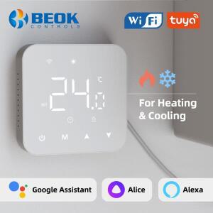 Beok Tuy 온도 조절기 난방 Wifi 스마트 배터리 또는 lex,Google Home,lice 용 USB 전원 보일러