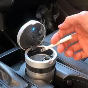 재떨이 차량용 다용도 LED 재털이 냄새차단 실버