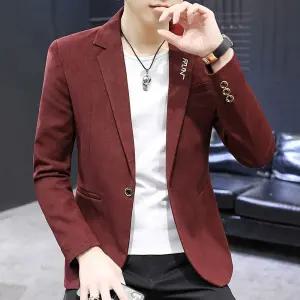 남자 정장 자켓 가을 스몰 체크 슬림 상의 캐주얼 코트 ST3