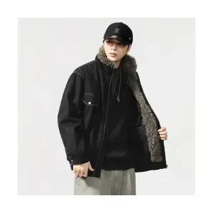 남성 잠바 패딩 점퍼 빈티지 퍼 칼라 따뜻한 스웨이드 데님 재킷 기모 도톰 점 코트 MF1