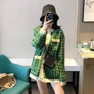 여친 니트 롱 풍소향 가디건 중기장 체크 가을옷 카디건 스웨터 ST3