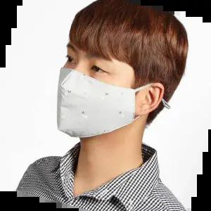 건강마스크 TBZ 도톰한 깃털패턴 3겹필터 면마스크 그레이 패션마스크