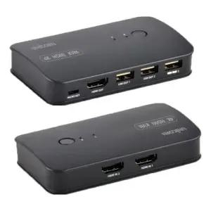 2포트 HDMI KVM 스위치 USB 4K UHD 30Hz 본체 2대 제어 데스크탑 노트북 방송 회의 키보드 마우스 유무선