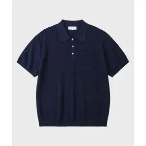 후브스 쿨링 루프 카라 반팔니트 네이비 1726005