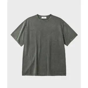 후브스 스톤 워시드 코튼 반팔 니트차콜 1725942