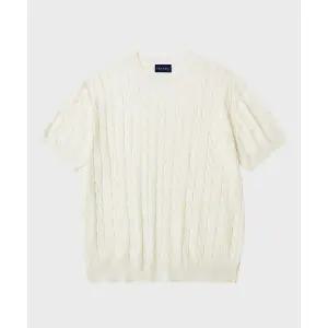 후브스 워셔블 코튼 케이블 반팔 니트 아이보리 1725921