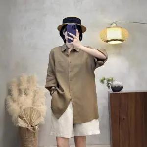 여친 여름 러블리한 가디건 샌드워싱 도톰 린넨 셔츠 터틀넥 싱글 기본 카디건 솔리드 인기2