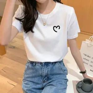 면티 2색 라운드넥 반팔티 여름 여성 티셔츠 화이트