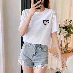 코튼티셔츠 데일리룩 여성 심플 코튼 반팔티셔츠 데일리티셔츠 여성반팔티