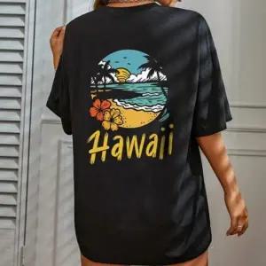 여성 루즈핏 프린팅 반팔 티셔츠 라운드 박스 반팔티 오버핏 기본티 여름 여자 라운드 티셔츠 반팔 티신상