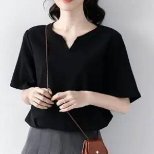 브이넥 여성 반팔티 여름 여자 반팔 티셔츠 반팔티 면티 무지 빅사이즈 여성 라운드티 오버핏 여자 반팔티