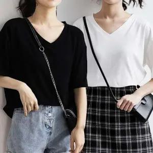 ( )세트 여성반팔티 여성반팔티셔츠 2P 반팔 티 기본 여성 여름 셔츠 셔츠 여자반팔티 여성반팔티 브이넥티