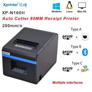 Xprinter 80mm 감열식 영수증 프린터 자동 커터 포함 속도 USB+이더넷 또는 블루투스 와이파이 지원 1롤