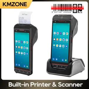 올인원 장치 안드로이드 10 PDA 휴대용 단말기 내장형 58mm 종이/라벨 열전사 프린터 및 1D 2D 허니웰