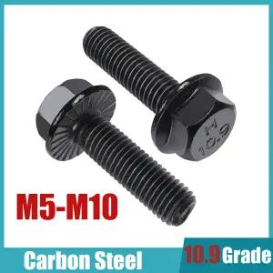 25개의 M5-M10mm 플랜지 육각 머리 볼트 외부 플랜지 육각 드라이브 나사 10.9 등급 검정색 아연 코팅 합금