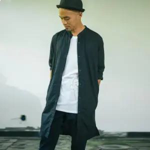 [닥터퍼니스트]닥터퍼니스트 면 노카라 엑스트라 롱 아우터 셔츠 다크네이비 FJAMBC17