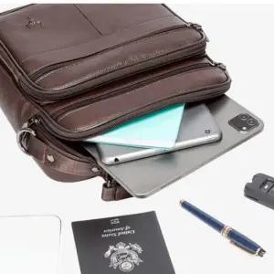 남자 가죽 크로스 슬링백(브라운)