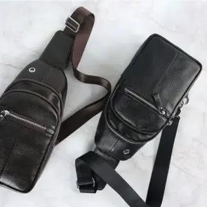 소가죽 크로스 슬링백(다크브라운)