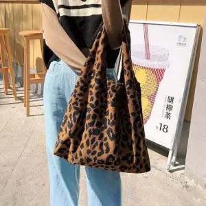 레오파드 패턴 데일리 소프트 숄더 에코백 가방