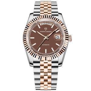 [미국배송] 롤스티미 파가니 디자인 남성용 시계 DD36 투톤 로즈 골드 케이스 듀얼 데이트 디스플레이 사파이어 크리스탈 글래스 10바 방수 기능 ST16 무브먼트가 특징인 럭셔리 DD36.