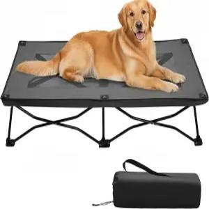 통기성 메쉬가 있는 고급 반려견 침대 미끄럼 방지 발과 휴대용 접이식 여행 캠핑 뒷마당 야외 실내 사용에